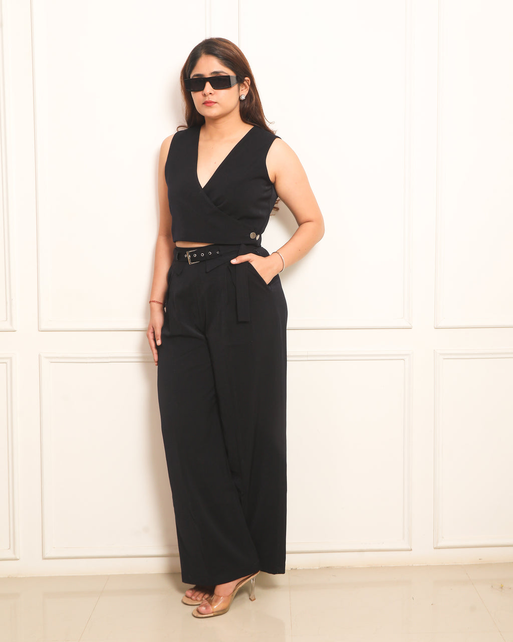 Navy Wrap Top