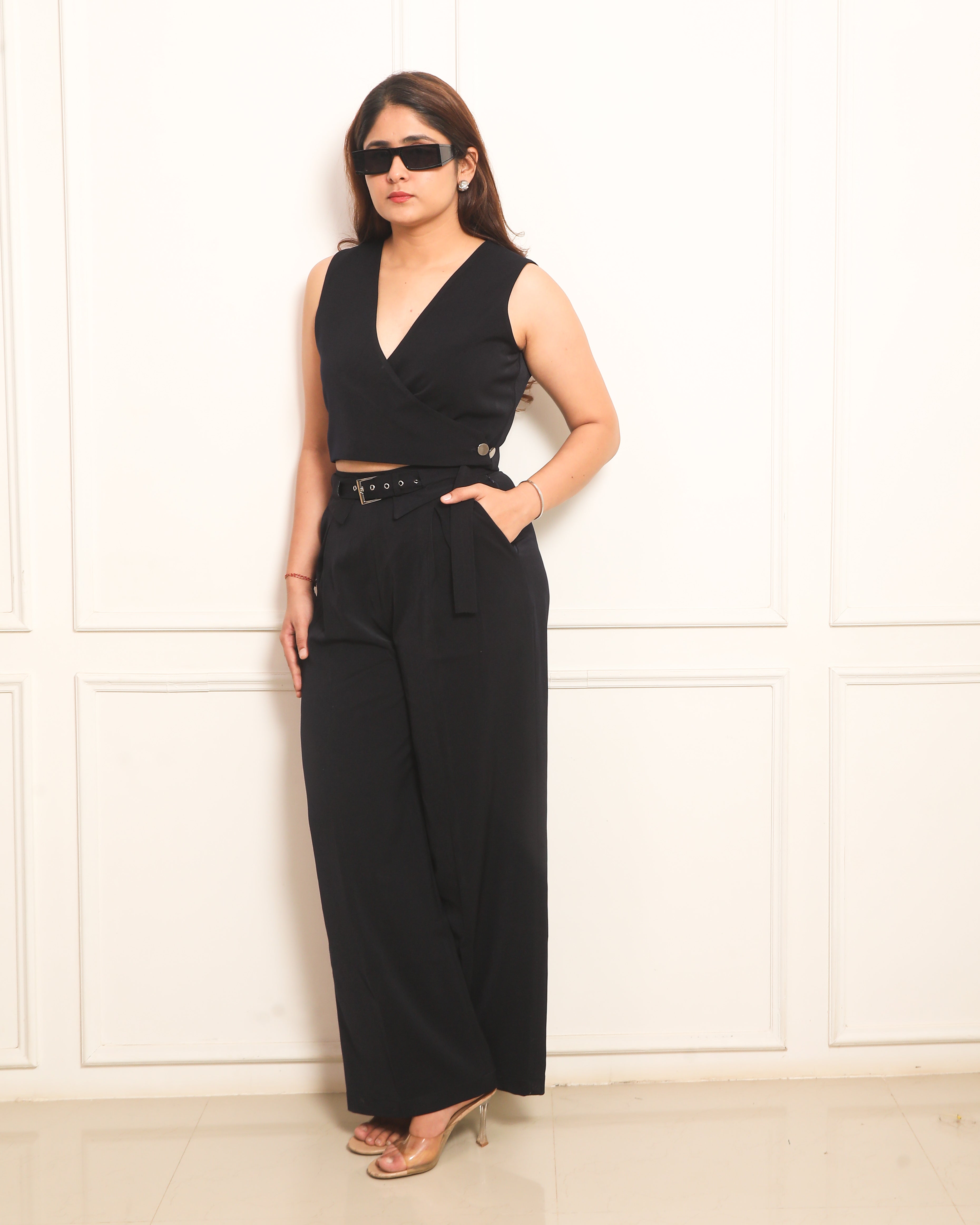 Navy Wrap Top