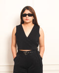 Navy Wrap Top