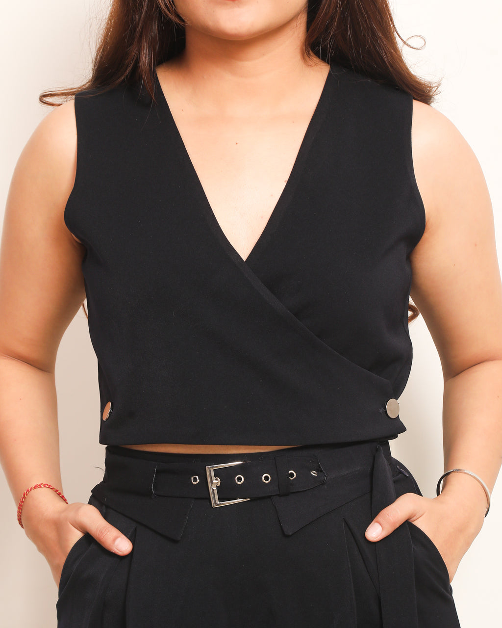 Navy Wrap Top